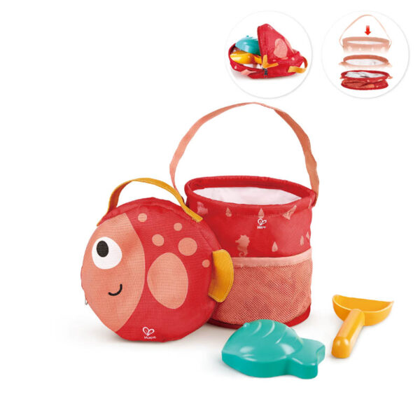 Hape | Strandsæt m. taske + pop up spand, 4 dele