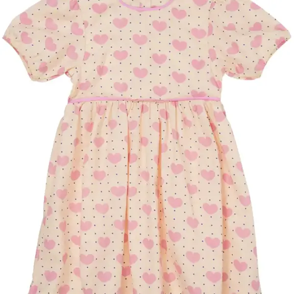Hjerte kjole m. puf ærmer - HEART AOP - 98