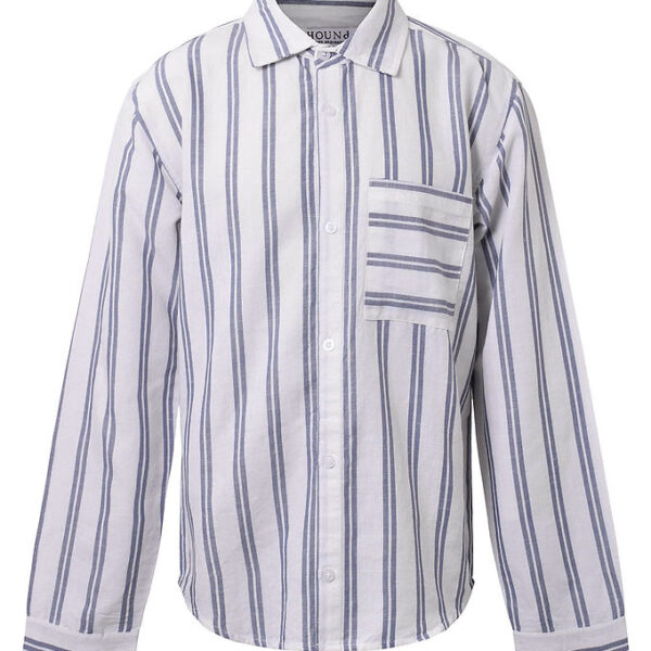Hound Skjorte - Linen Blend - Deep Blue/Hvid