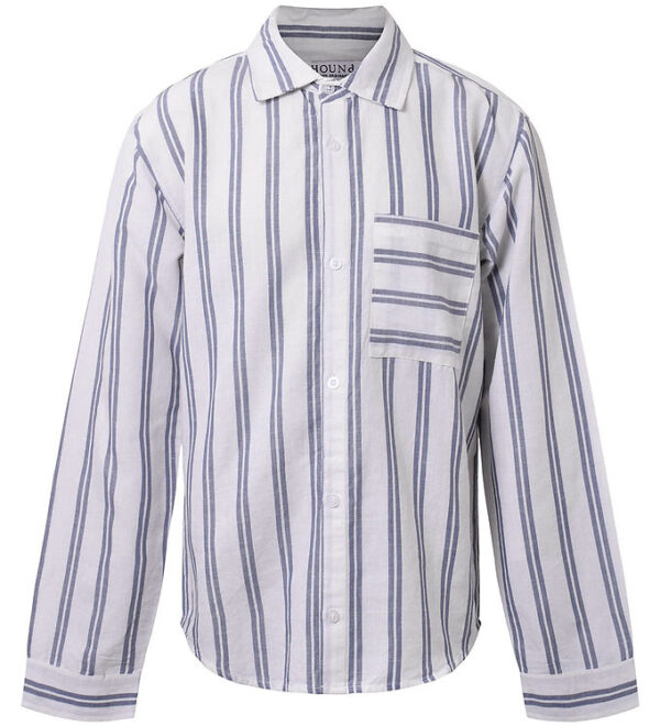 Hound Skjorte - Linen Blend - Deep Blue/Hvid