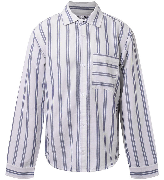 Hound Skjorte - Linen Blend - Deep Blue/Hvid Hound Skjorte - Linen Blend - Deep Blue/Hvid