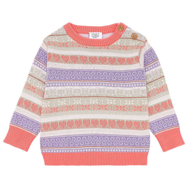 Hust and Claire Bluse - Strik - HCPusle - Wild Coral m. Striber