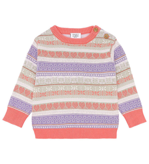 Hust and Claire Bluse - Strik - HCPusle - Wild Coral m. Striber