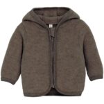 Huttelihut Jakke - Uld Fleece med ører - Brown Melange