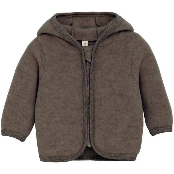Huttelihut Jakke - Uld Fleece med ører - Brown Melange Huttelihut Jakke - Uld Fleece med ører - Brown Melange