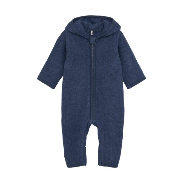 Huttelihut Mushi Baby heldragt m. ører - Navy Melange - 50 cm Huttelihut Mushi Baby heldragt m. ører - Navy Melange - 50 cm