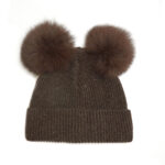 Huttelihut Uld Hue med Alpaca Pompoms - Brown - 2-6 år