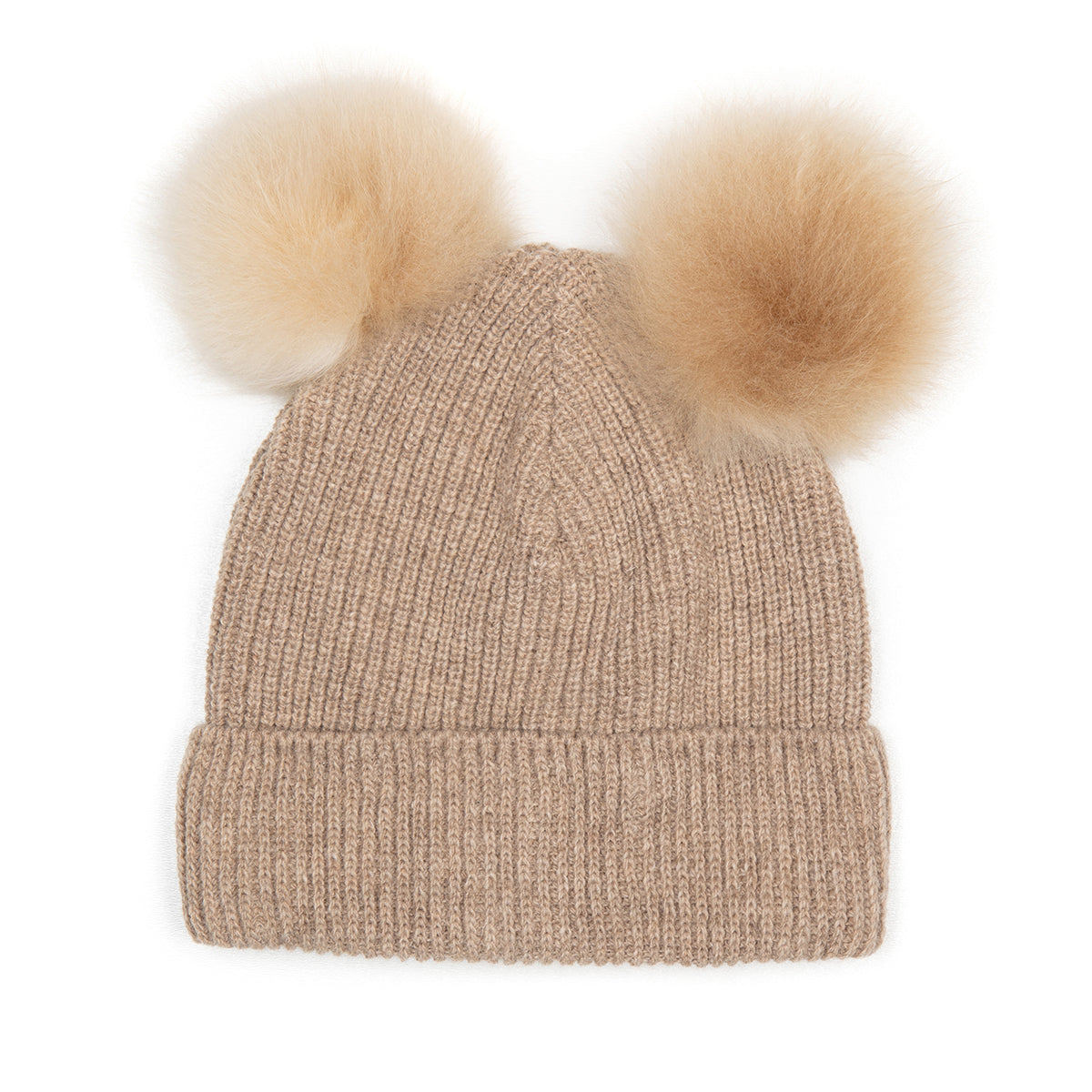 Huttelihut Uld Hue med Alpaca Pompoms - Camel - 2-6 år Huttelihut Uld Hue med Alpaca Pompoms - Camel - 2-6 år