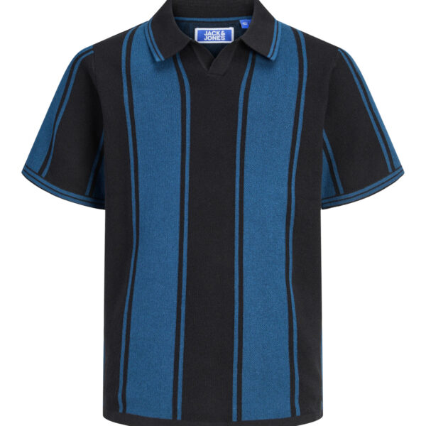 JACK & JONES Strik Polo T-shirt Breeze Black Poseidon