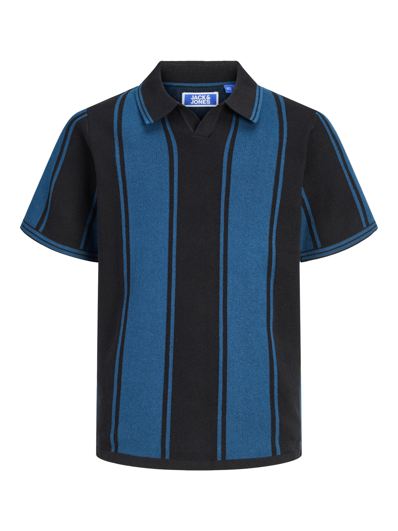 JACK & JONES Strik Polo T-shirt Breeze Black Poseidon