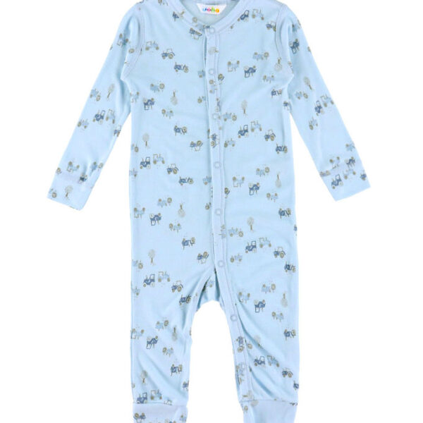 Joha Heldragt - Bambus - Lyseblå m. Traktorer