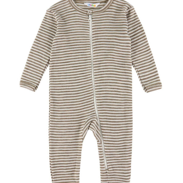 Joha Heldragt - Uld/Silke - Rib - Mørk Beige/Stribet