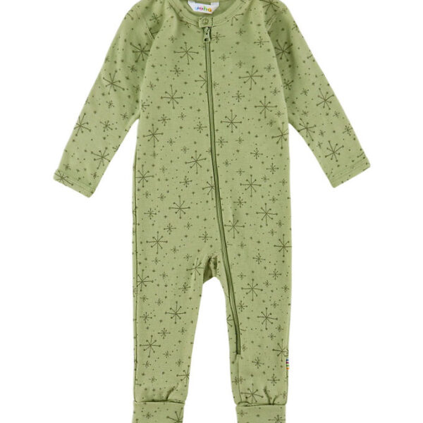 Joha Heldragt m. Fødder - Uld - Lys Olive m. Stjerner