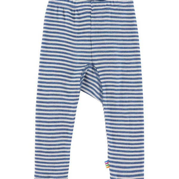 Joha Leggings - Uld/Silke - Rib - Blå/Stribet