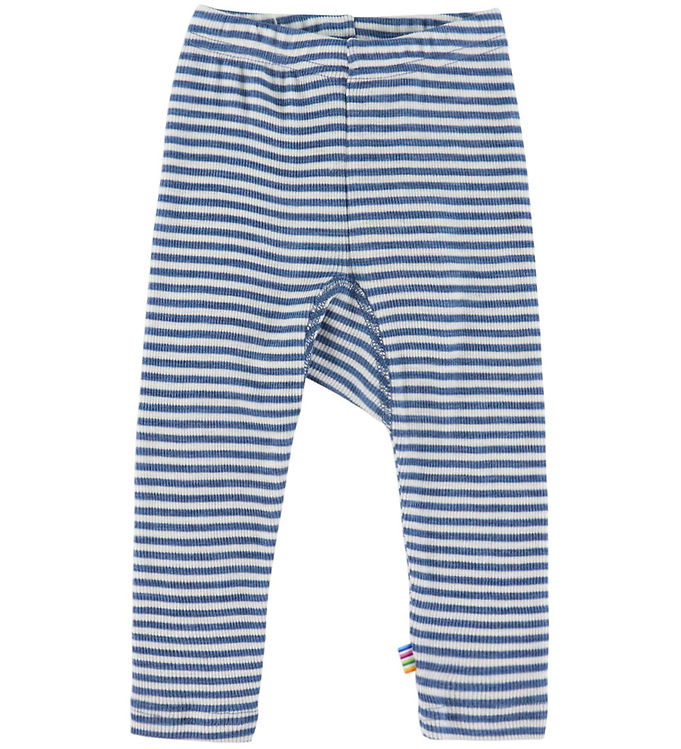 Joha Leggings - Uld/Silke - Rib - Blå/Stribet