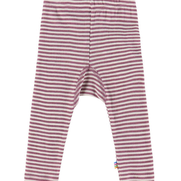 Joha Leggings - Uld/Silke - Rib - Lyng/Stribet