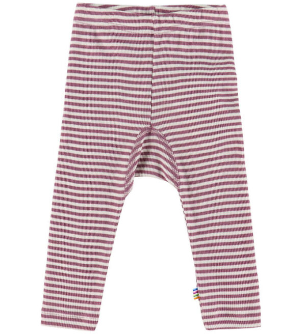 Joha Leggings - Uld/Silke - Rib - Lyng/Stribet