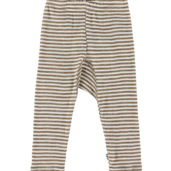 Joha Leggings - Uld/Silke - Rib - Mørk Beige/Stribet