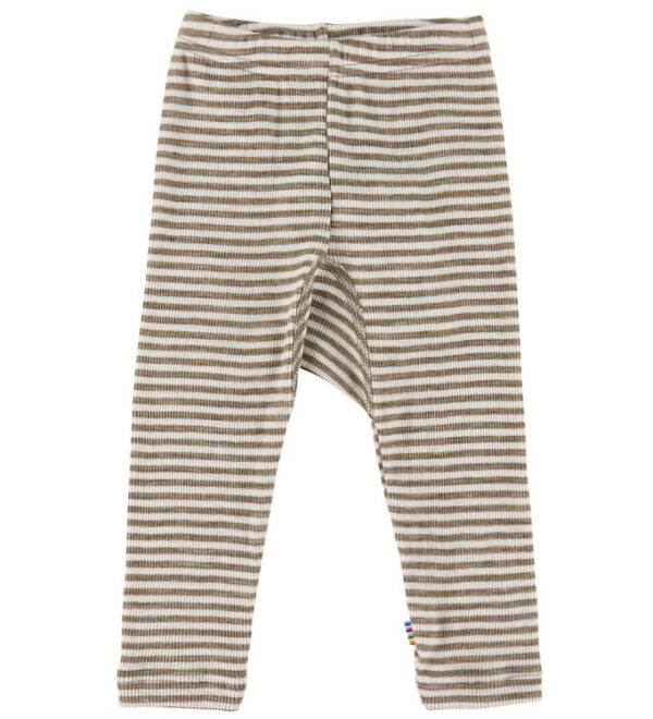 Joha Leggings - Uld/Silke - Rib - Mørk Beige/Stribet