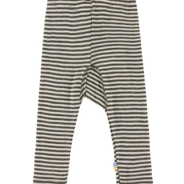 Joha Leggings - Uld/Silke - Rib - Mørkebrun/Stribet