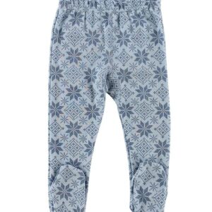 Joha Leggings m. Fod - Uld - Lyseblå m. Stjerner