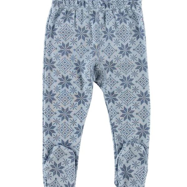 Joha Leggings m. Fod - Uld - Lyseblå m. Stjerner