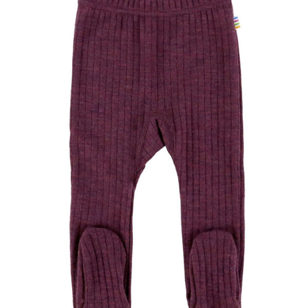 Joha Leggings m. Fødder - Uld - Rib - Blomme Joha Leggings m. Fødder - Uld - Rib - Blomme