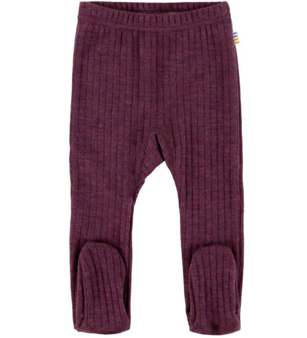 Joha Leggings m. Fødder - Uld - Rib - Blomme