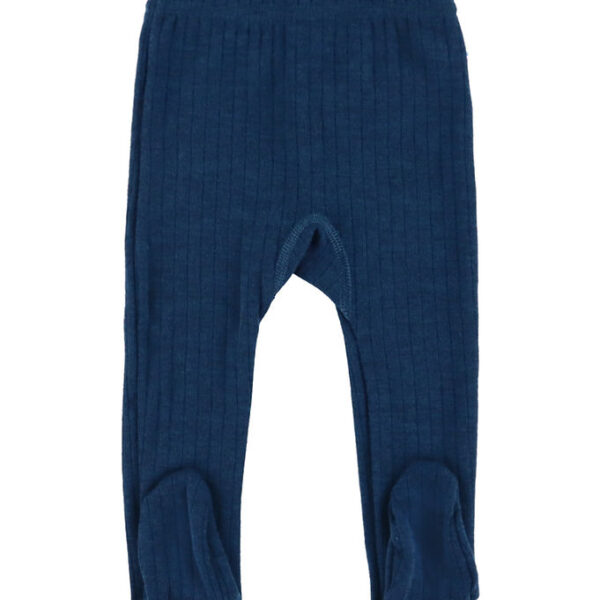 Joha Leggings m. Fødder - Uld - Rib - Mørk Turkis