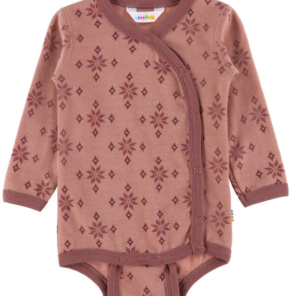 Joha Slå-Om Body l/æ - Uld/Bomuld - Rose m. Snefnug