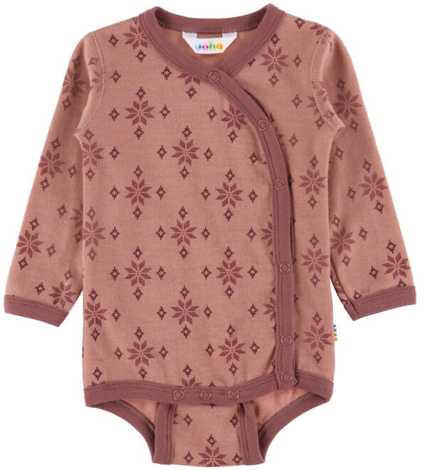 Joha Slå-Om Body l/æ - Uld/Bomuld - Rose m. Snefnug