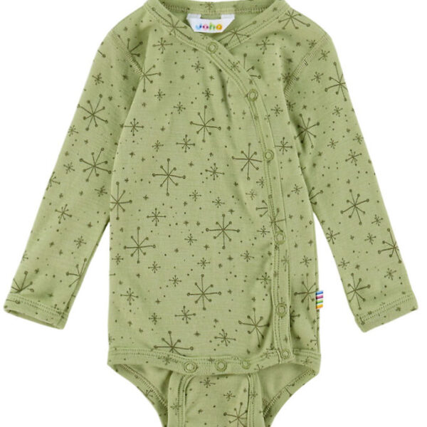 Joha Slå-om Body l/æ - Uld - Lys Olive m. Stjerner