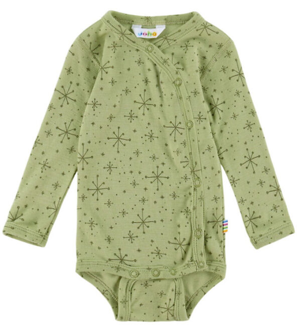 Joha Slå-om Body l/æ - Uld - Lys Olive m. Stjerner Joha Slå-om Body l/æ - Uld - Lys Olive m. Stjerner