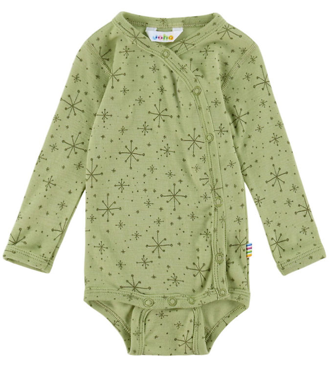 Joha Slå-om Body l/æ - Uld - Lys Olive m. Stjerner Joha Slå-om Body l/æ - Uld - Lys Olive m. Stjerner