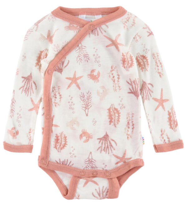 Joha Slå-om Body l/æ - Uld - Lyserød m. Print