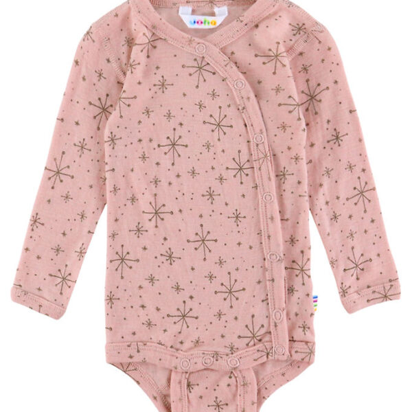 Joha Slå-om Body l/æ - Uld - Rosa m. Stjerner