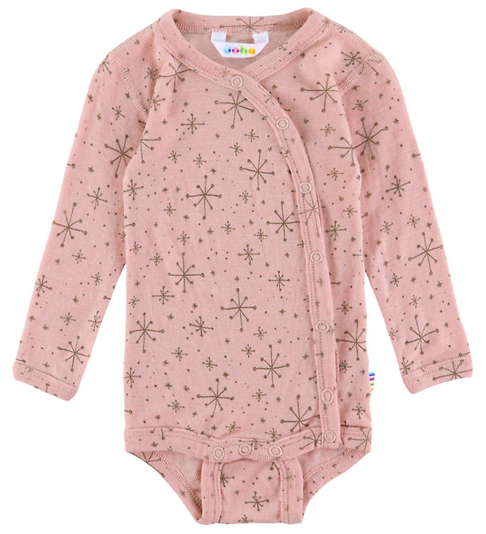 Joha Slå-om Body l/æ - Uld - Rosa m. Stjerner