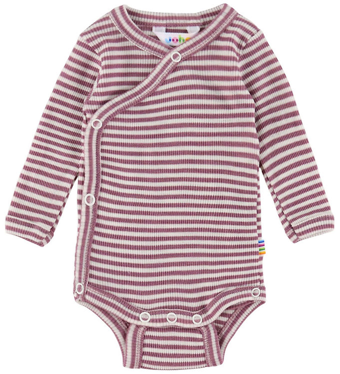 Joha Slå-om Body l/æ - Uld/Silke - Rib - Lyng/Stribet