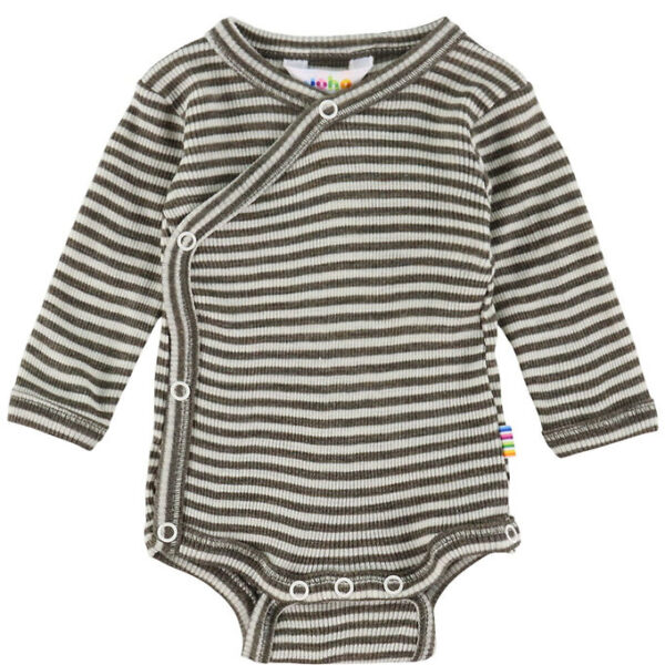 Joha Slå-om Body l/æ - Uld/Silke - Rib - Mørkebrun/Stribet