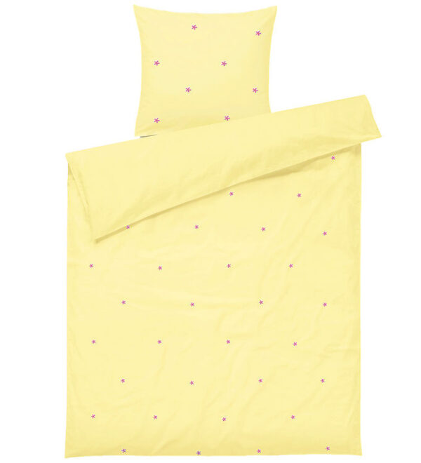 Juna Sengetøj - Junior - Daisy - Gul m. Blomster