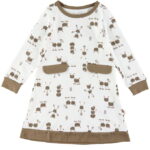Katvig Kjole - Off White m. Kastanjefigurer