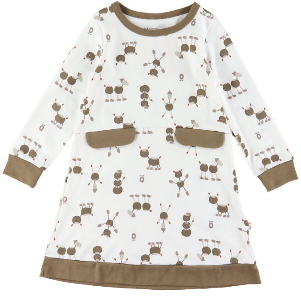 Katvig Kjole - Off White m. Kastanjefigurer