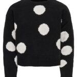 Kids Only Bluse - Strik - KogSus - Black/ Egret/ Polka Dot Assym