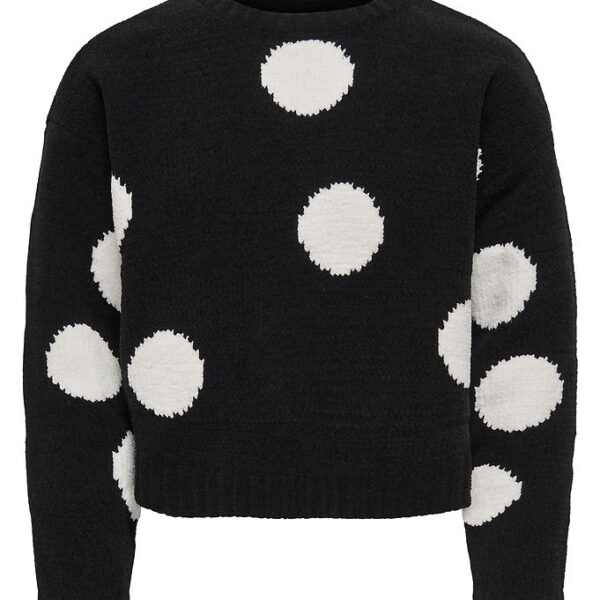 Kids Only Bluse - Strik - KogSus - Black/ Egret/ Polka Dot Assym