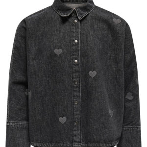 Kids Only Skjorte - KogGrace - Washed Black/ Heart Embroide