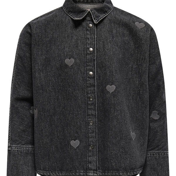 Kids Only Skjorte - KogGrace - Washed Black/ Heart Embroide