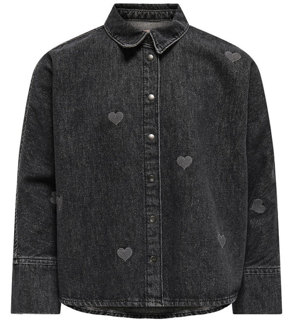 Kids Only Skjorte - KogGrace - Washed Black/ Heart Embroide