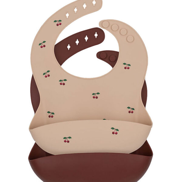 Konges Sløjd Hagesmække - Silikone - 2-pak - Cherry/Mocca