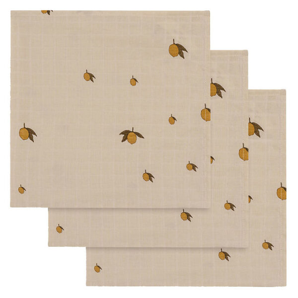 Konges Sløjd Stofbleer - 65x65 cm - 3-pak - Lemon