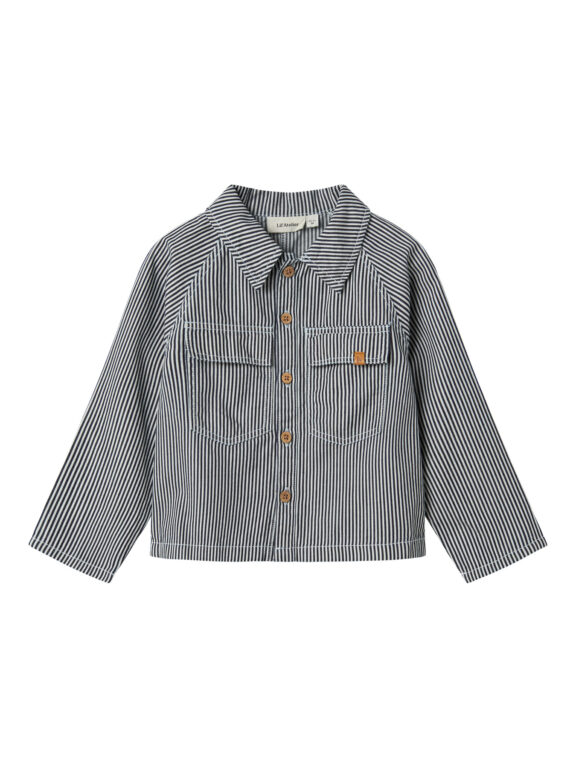 LIL ATELIER Skjorte Kasper Dark Blue Denim White LIL ATELIER Skjorte Kasper Dark Blue Denim White